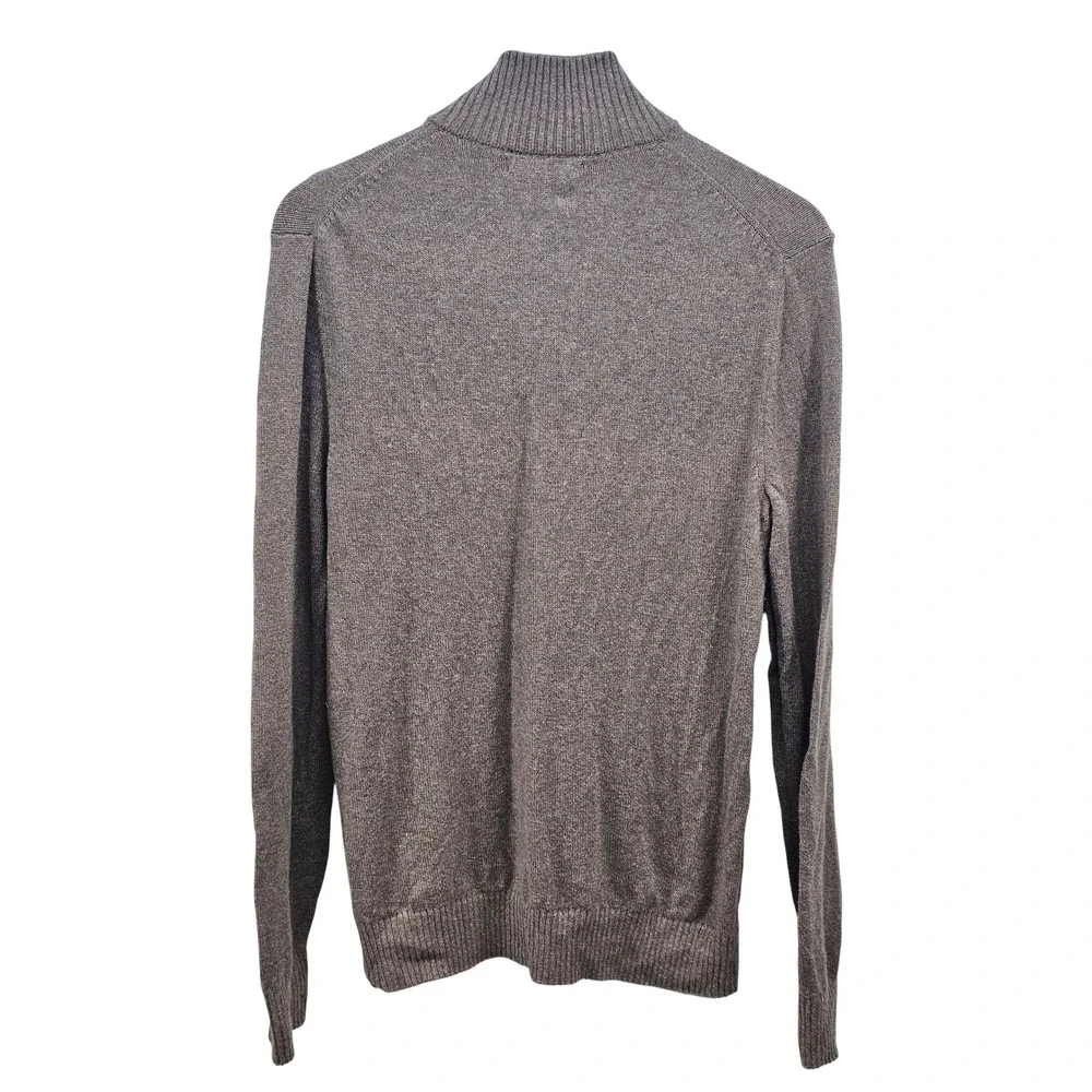 Banana‎ Republic Mens Mock Neck Button Placket Sweater Brown Heathered Medium